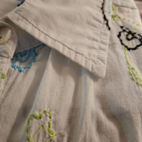 VTG Bleu Bayou Embroidered Boho Button-Up Shirt Paisley & Floral Med Cottage Cor - Picture 8 of 14